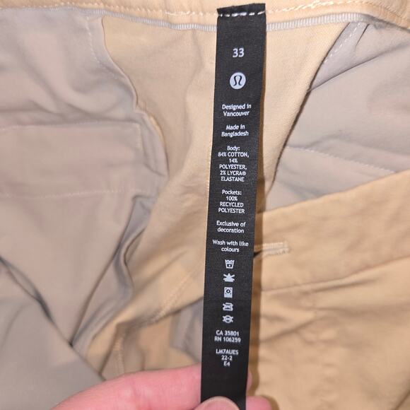 Lululemon Commission Classic-Fit Short 9" sz 33 Prosecco - Picture 3 of 6